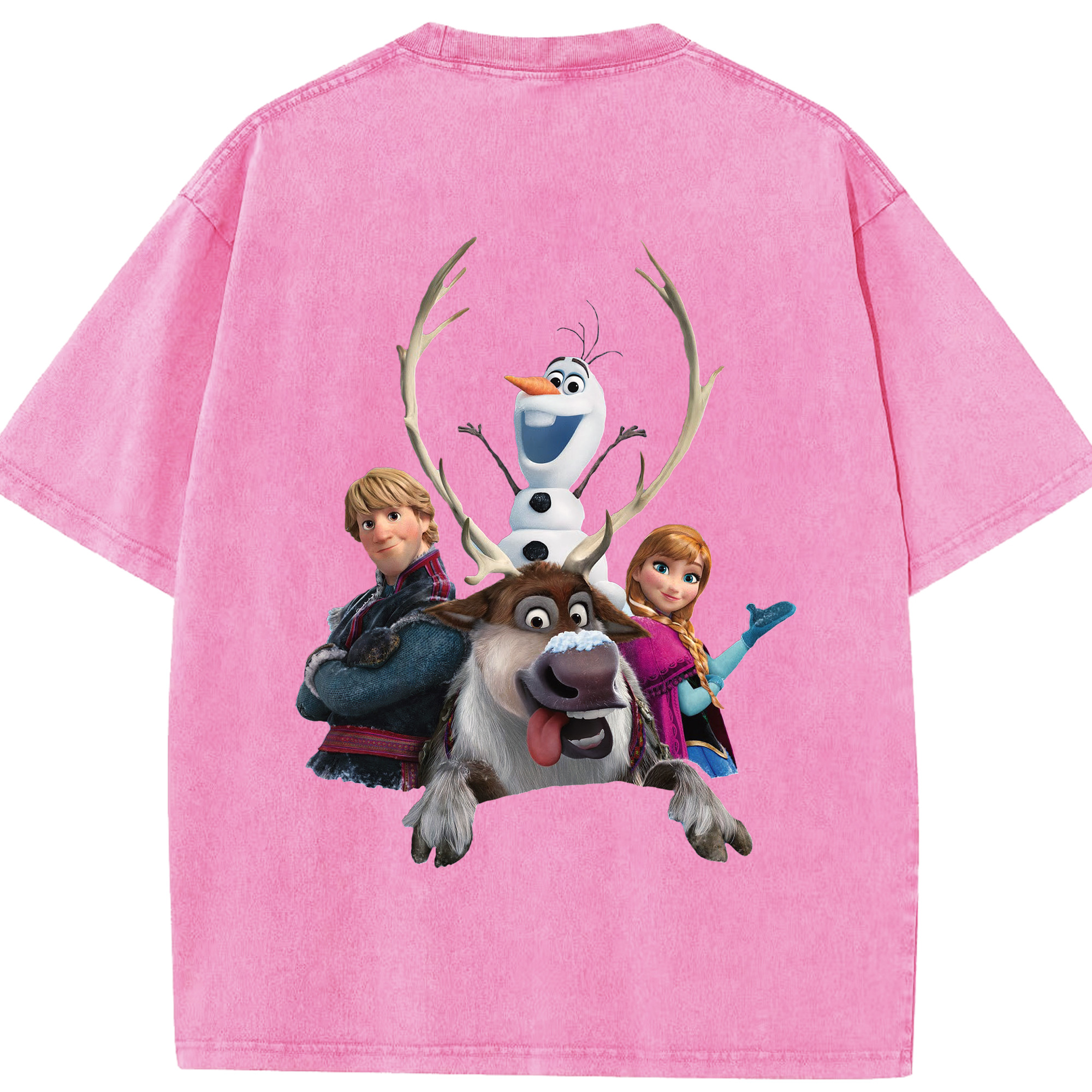 （画像用） アナと雪の女王 アンナ エルサ Frozen Anna Elsa 綿100% ヴィンテージ風 半袖Tシャツ（背面プリント）